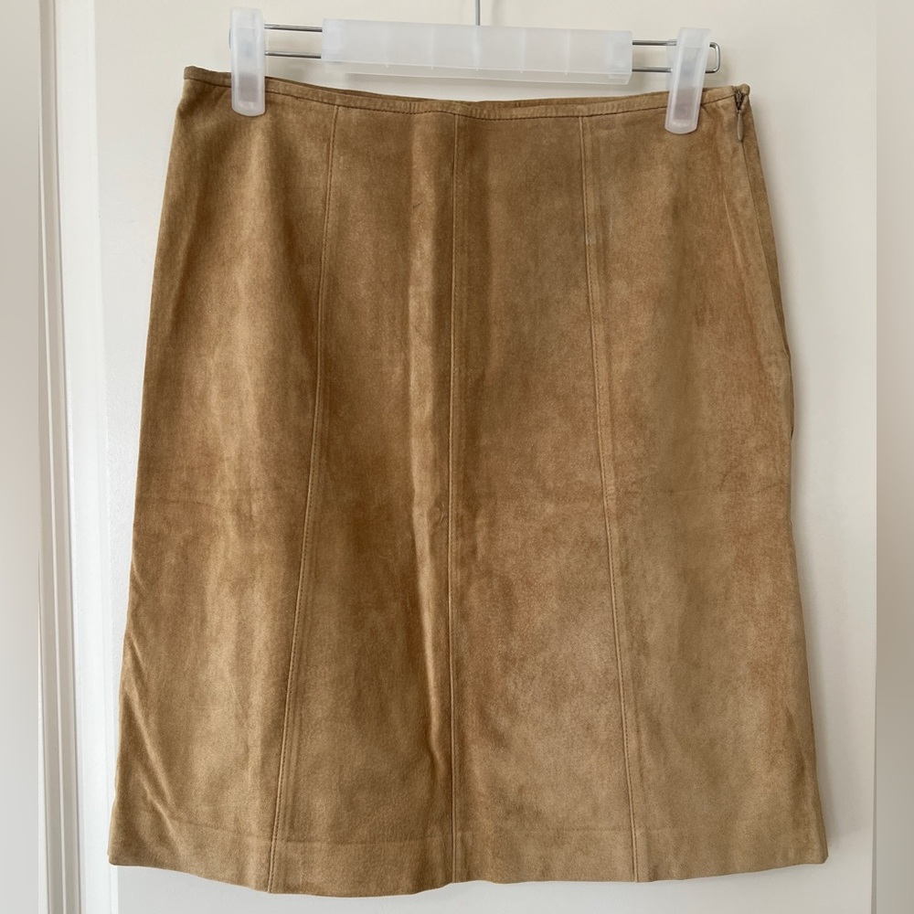 Ann Taylor Petites 100% Leather Skirt Tan Camel Size 2P - Picture 1 of 10